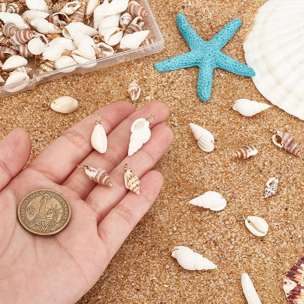 100 個 4 スタイルナチュラルシェルチャームペンダント貝 - Body Jewelry Beach のレビューと価格