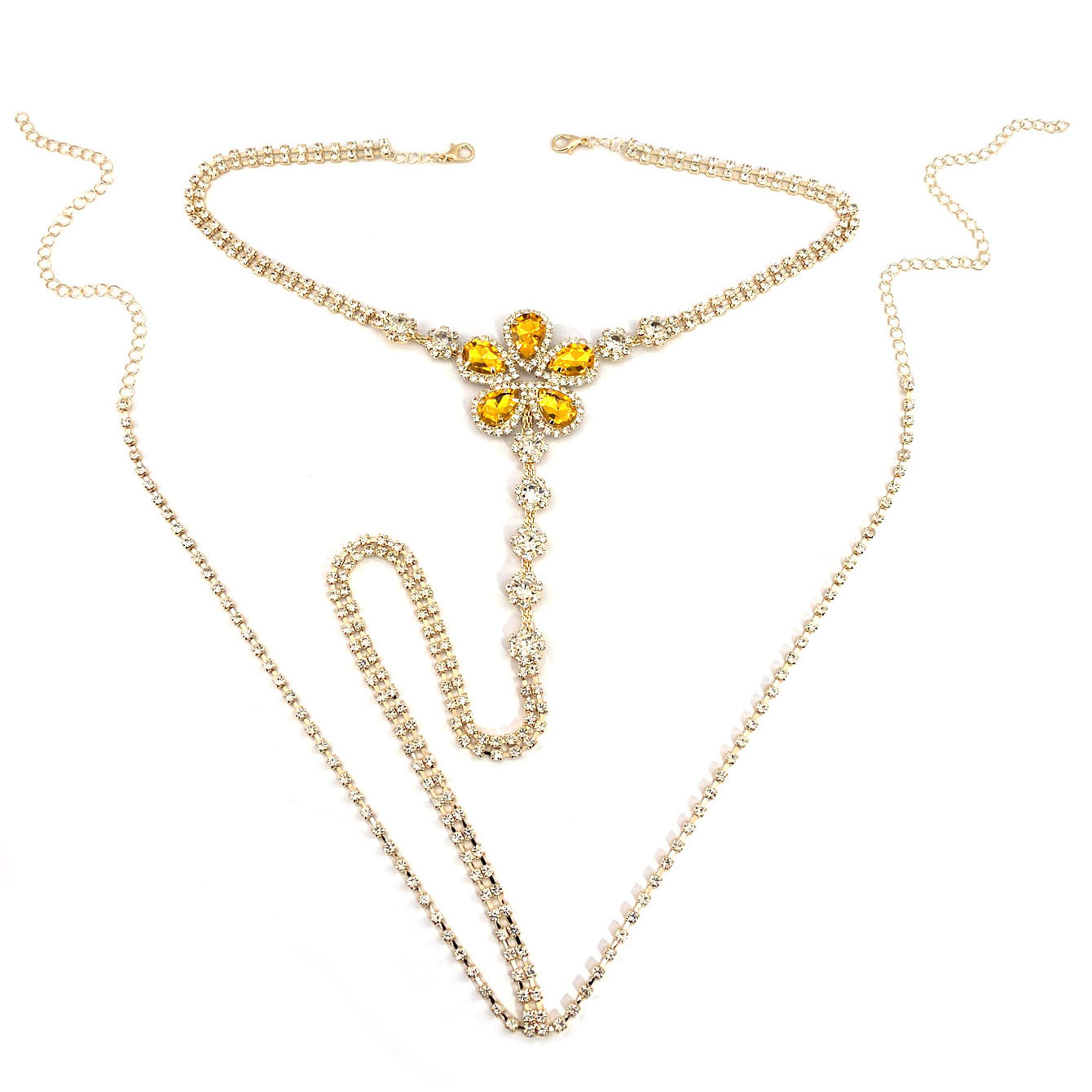 女性のための花の形をしたラインストーンのひも,セクシーなボデ - Body Jewelry のレビューと価格