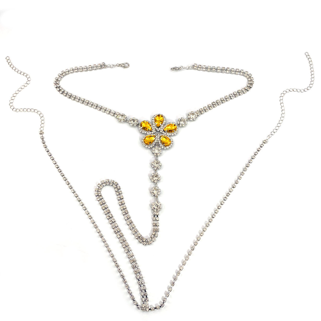 女性のための花の形をしたラインストーンのひも,セクシーなボデ - Body Jewelry のレビューと価格