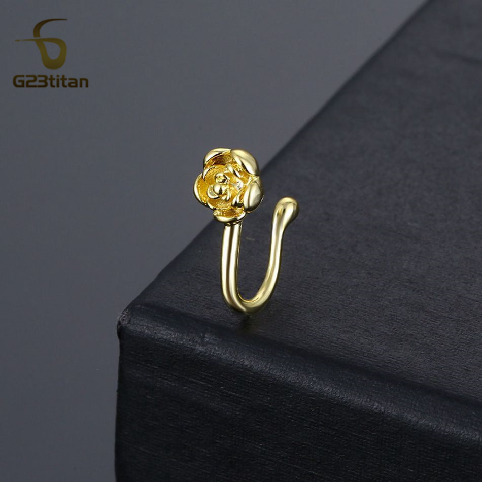 1pc クリスタル銅ローズノーズクリップ U 字型フェイクピ - Body Jewelry Ear のレビューと価格