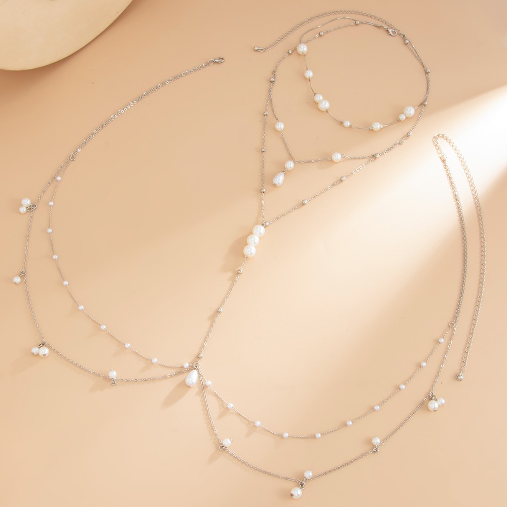 多層模造パールネックレスチェストベリーチェーン一体型ウエスト - Body Jewelry Online のレビューと価格