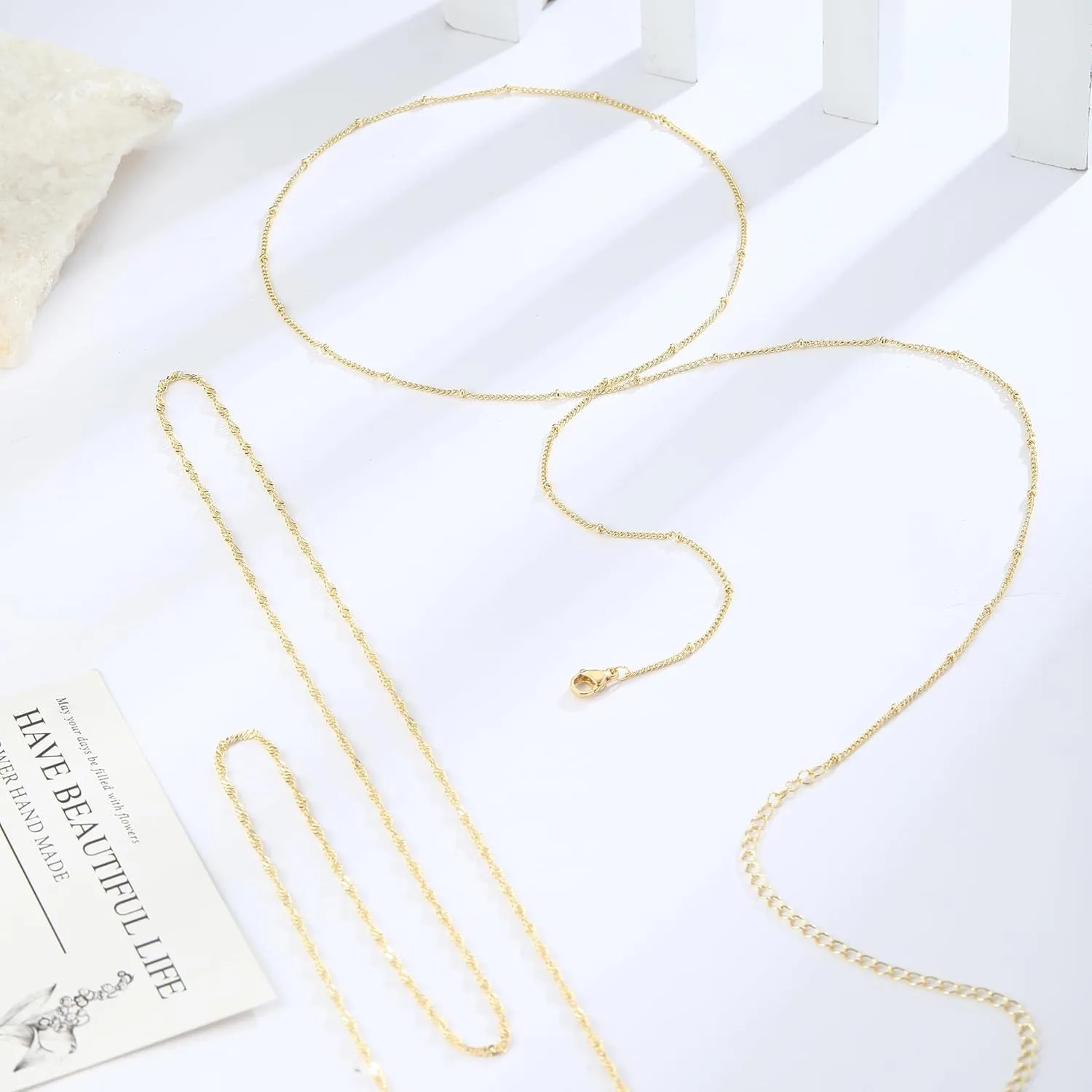 14K金メッキ 26-33インチ 調節可能なウエストビーズチ - Body Jewelry Waterproof のレビューと価格