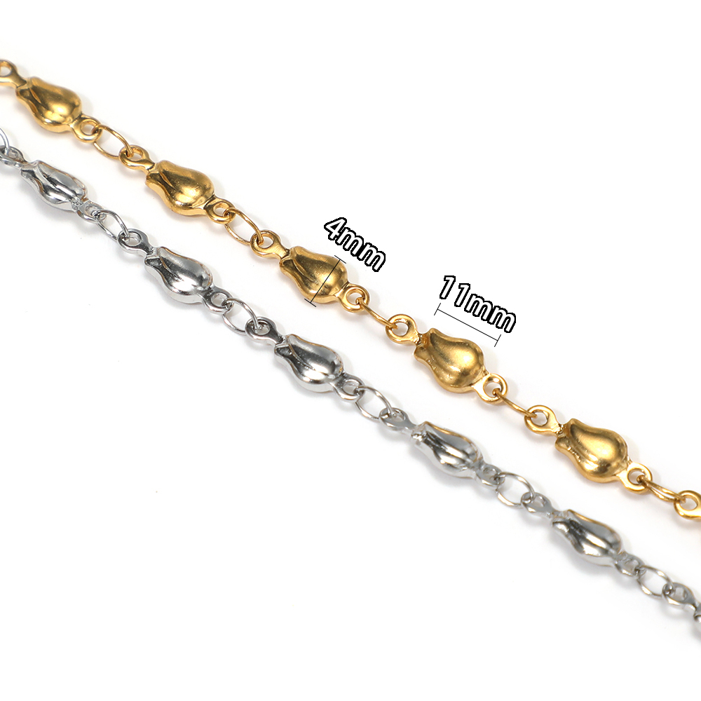 1メートルのステンレス製フラワービーズチェーン、DIYジュエ - Body Jewelry のレビューと価格