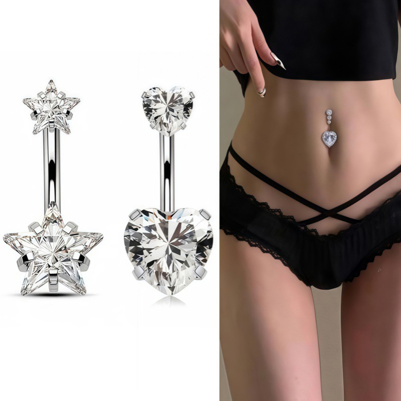 1個 セクシーなへそピアス ステンレス製 ファッション ハー - Body Jewelry Belly Button Rings のレビューと価格