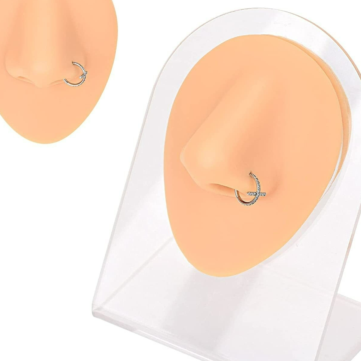 F136チタン製ノーズリング CZクロスヘリックスジュエリー - Body Jewelry のレビューと価格