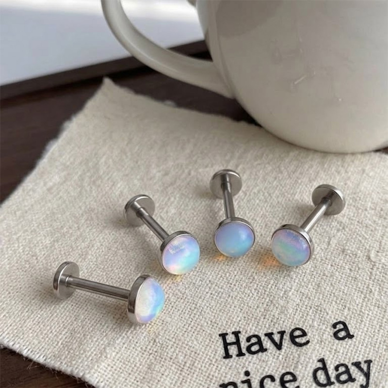 G23 F136 ラウンドイヤリング ムードストーン ドーム - Body Jewelry Quality のレビューと価格