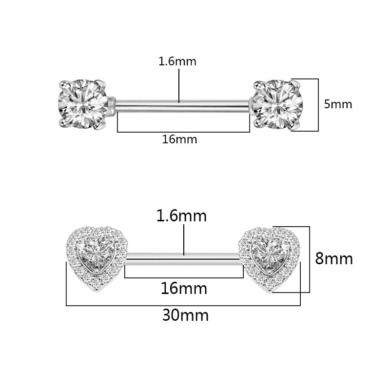 2 個ファッション高品質ジルコン乳首ピアスバー 316L 外 - Body Jewelry Quality のレビューと価格